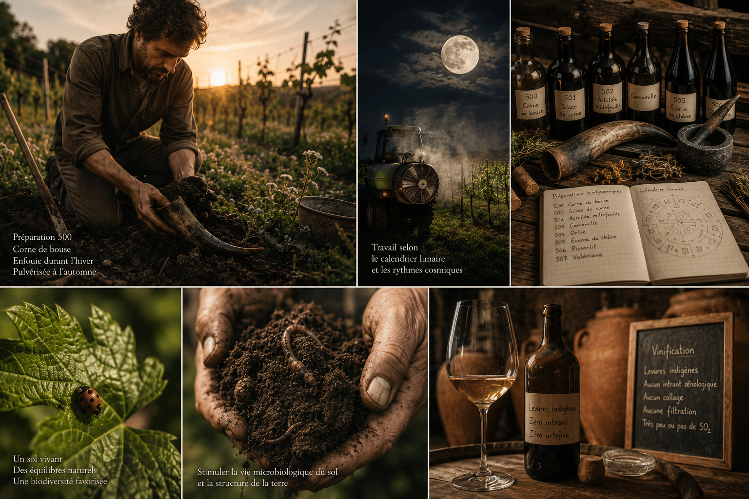 Procédés de production de vin en biodynamie